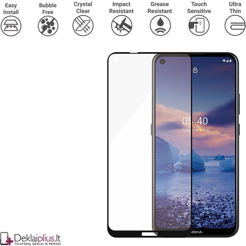Ekrano grūdintas stiklas - per visą ekraną (telefonui Nokia 3.4/Nokia 5.4) Ekrano grūdintas stiklas - per visą ekraną (telefonui Nokia 3.4/Nokia 5.4)